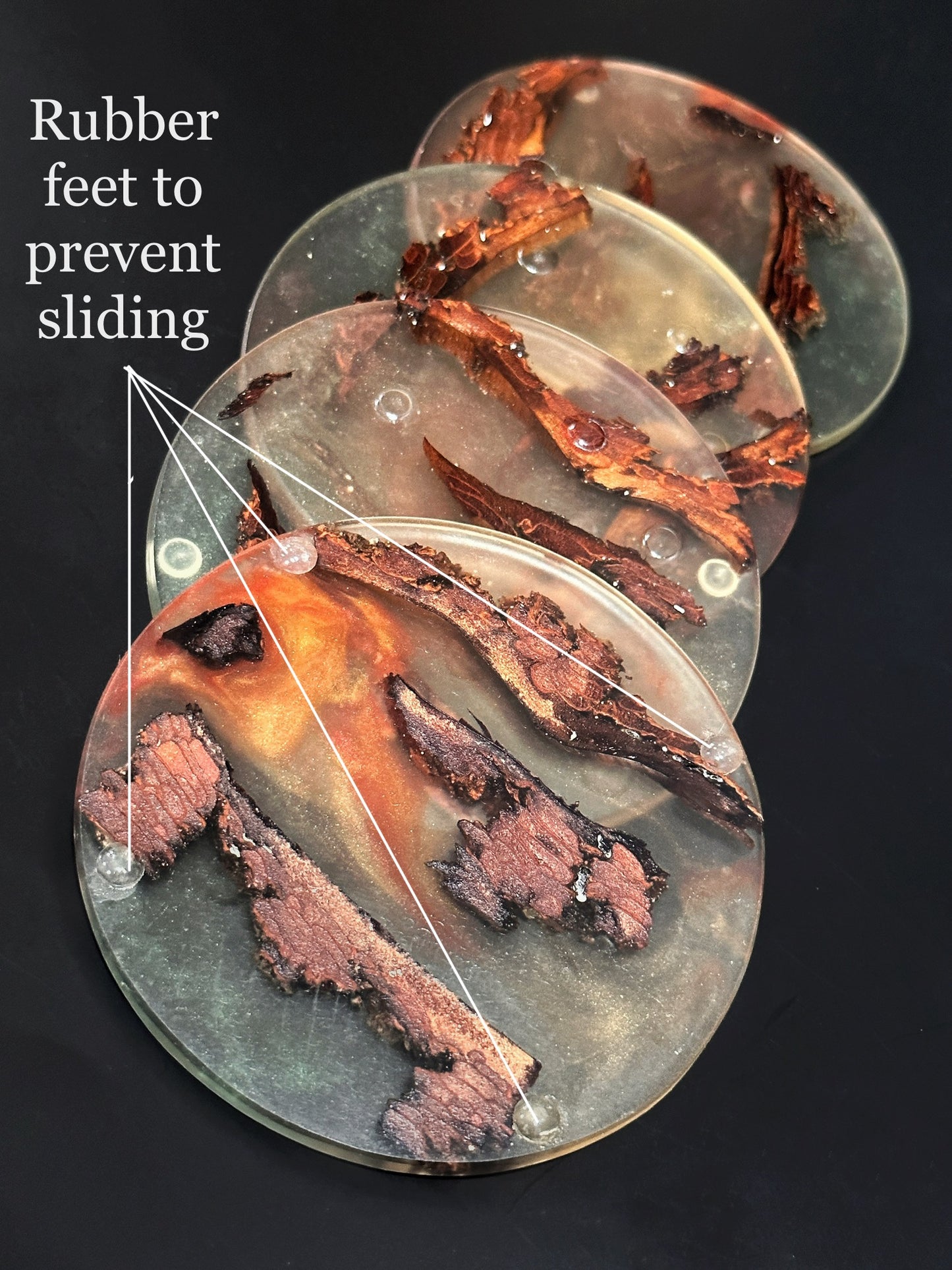 4 Wood Non-stick, No-slip Coasters