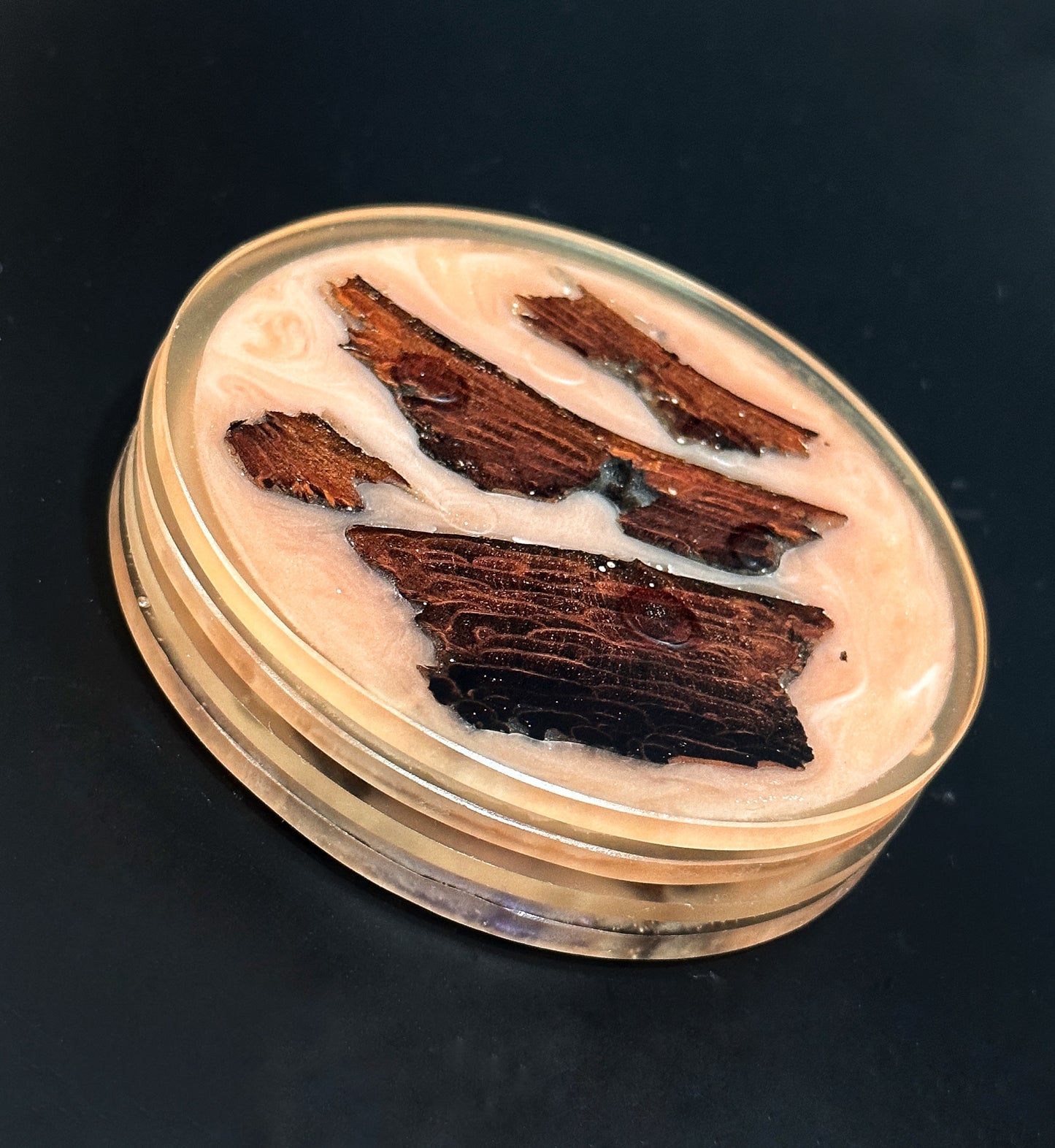 4 Orange/Clear Wood Non-stick, No-slip Coasters