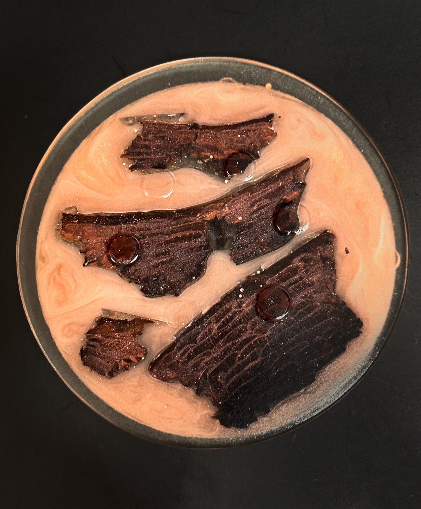 4 Orange/Clear Wood Non-stick, No-slip Coasters