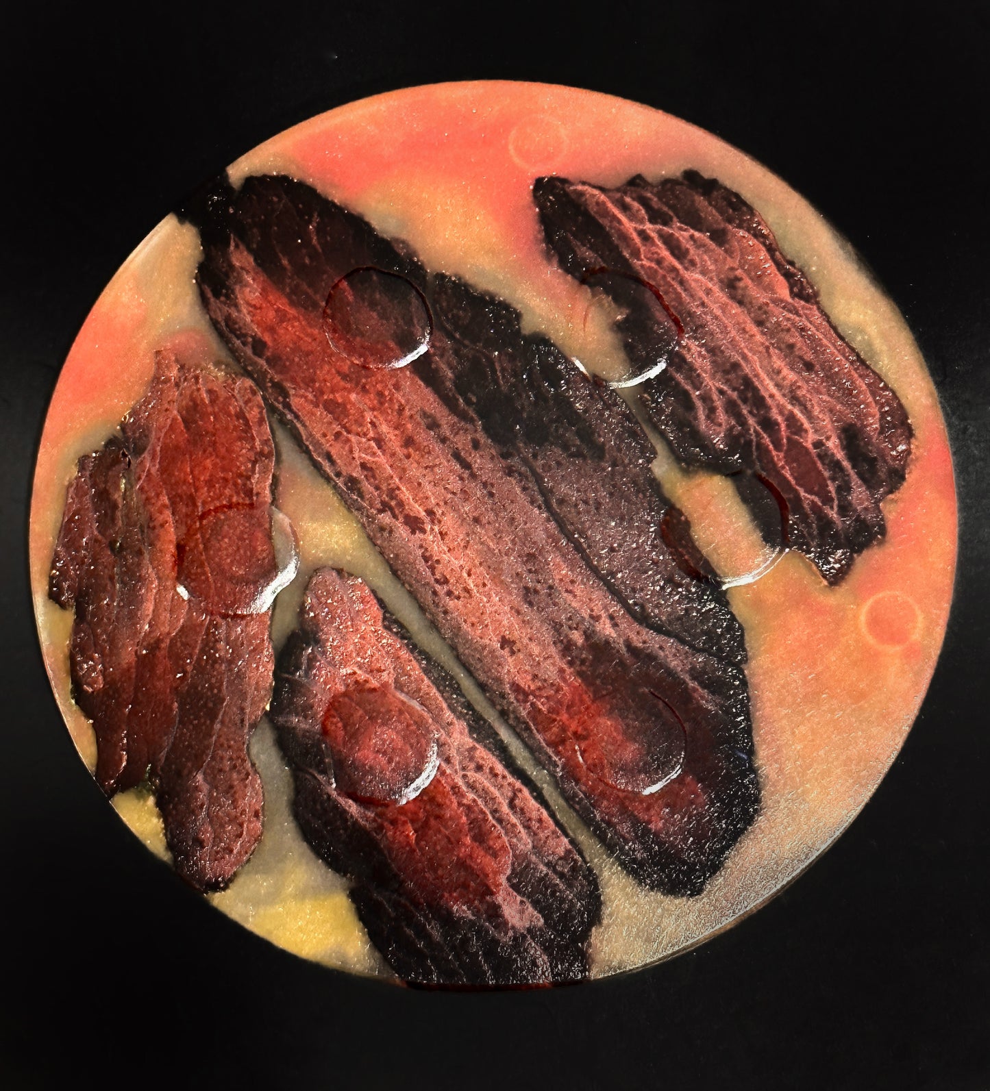 4 Wood Orange/Red Non-stick, No-slip Coasters