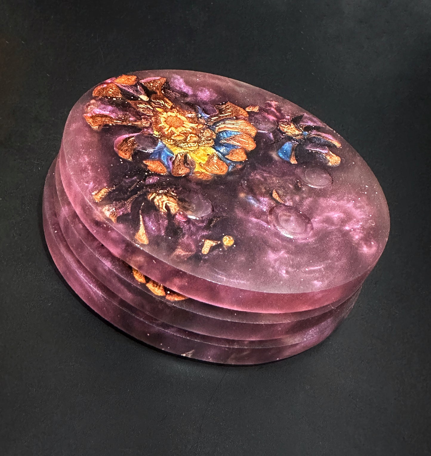 3 Purple Pinecone Non-stick, No-slip Coasters