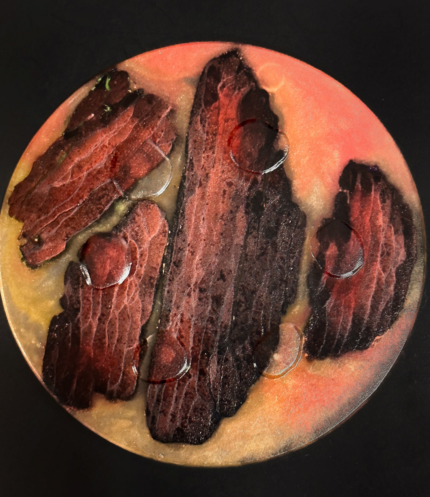 4 Wood Orange/Red Non-stick, No-slip Coasters