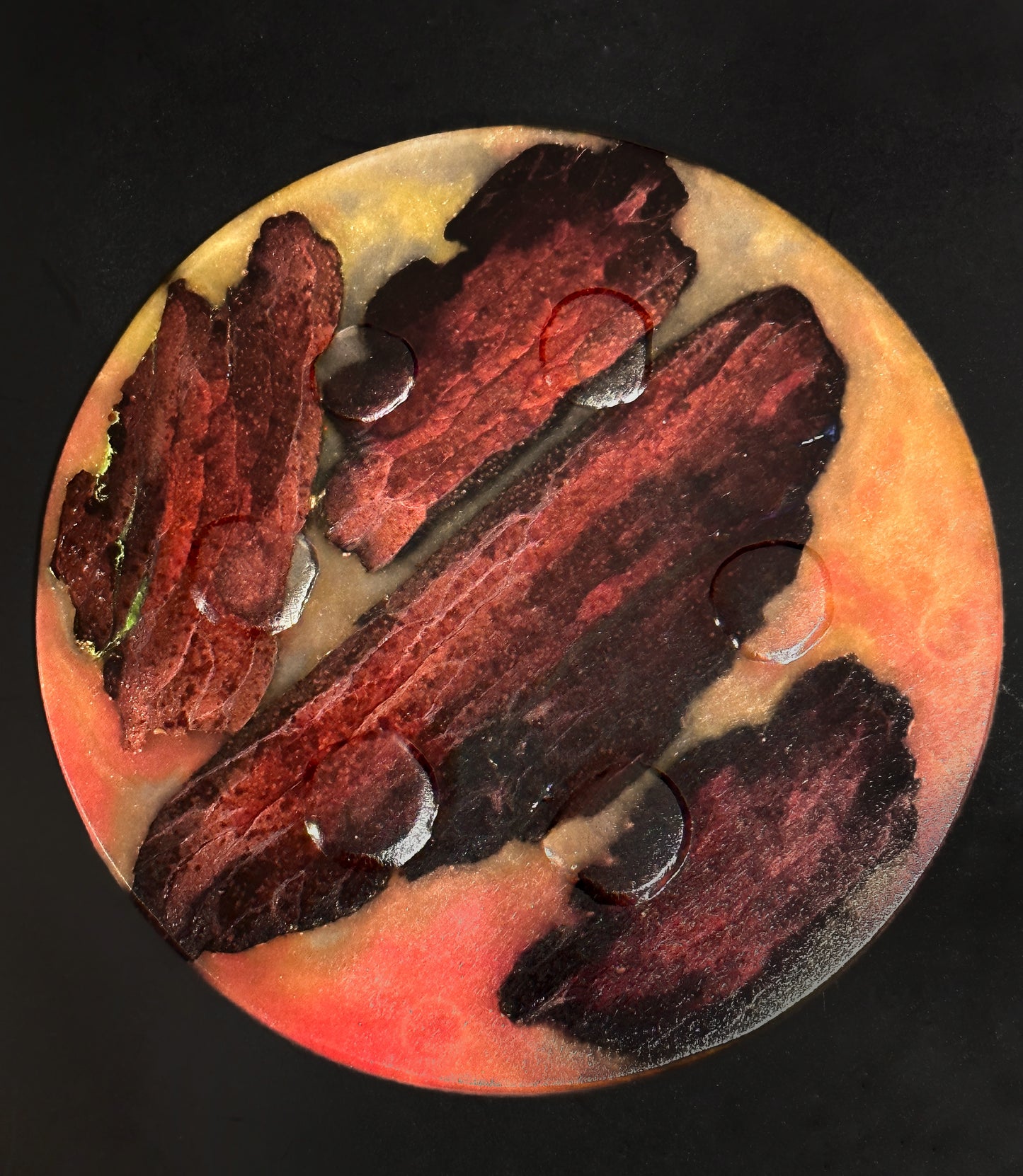 4 Wood Orange/Red Non-stick, No-slip Coasters