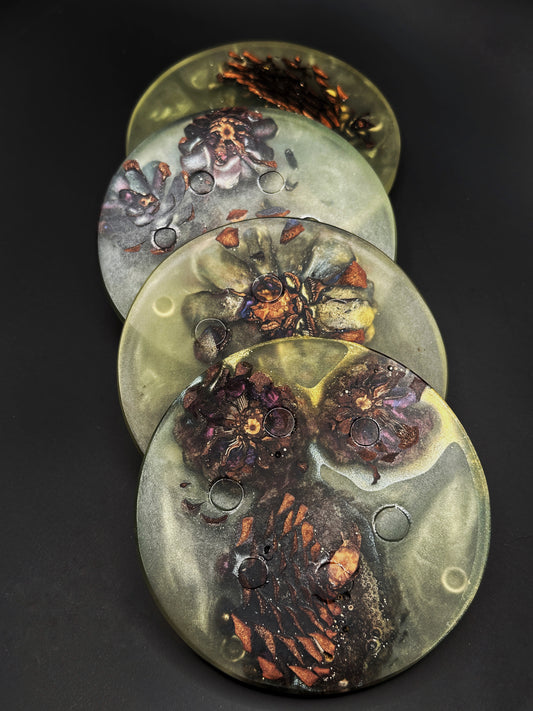 4 Green Pinecone Non-stick, No-slip Coasters