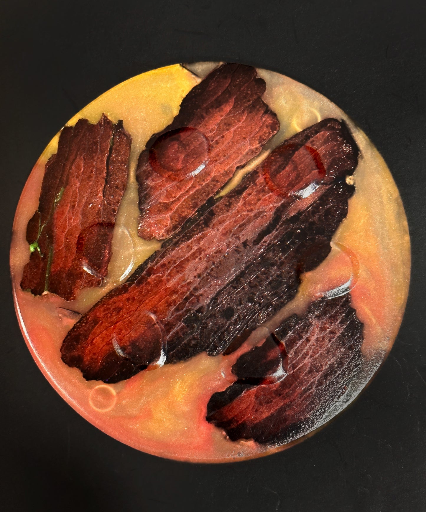 4 Wood Orange/Red Non-stick, No-slip Coasters