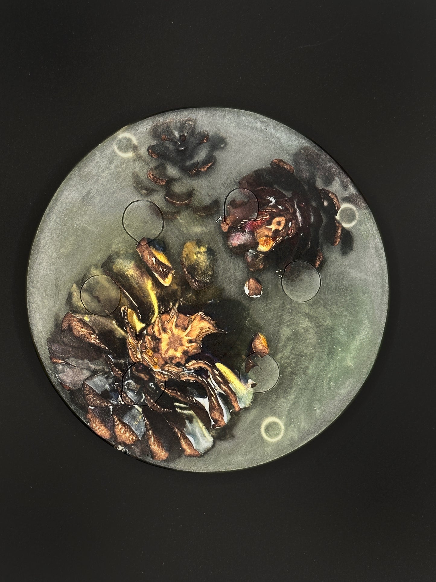 3 Green Pinecone Non-stick, No-slip Coasters