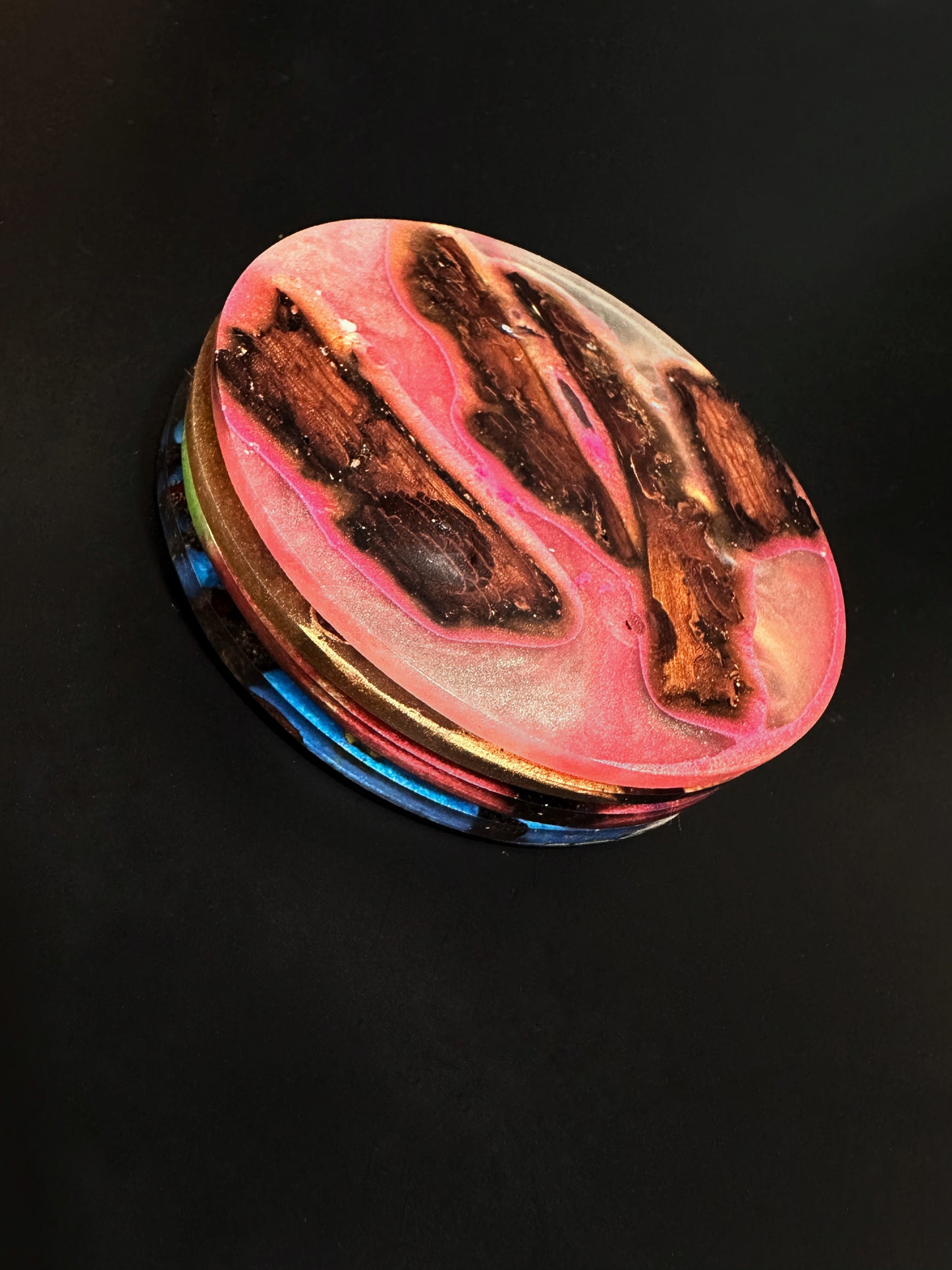 4 Multi-colored Wood Non-stick, No-slip Coasters
